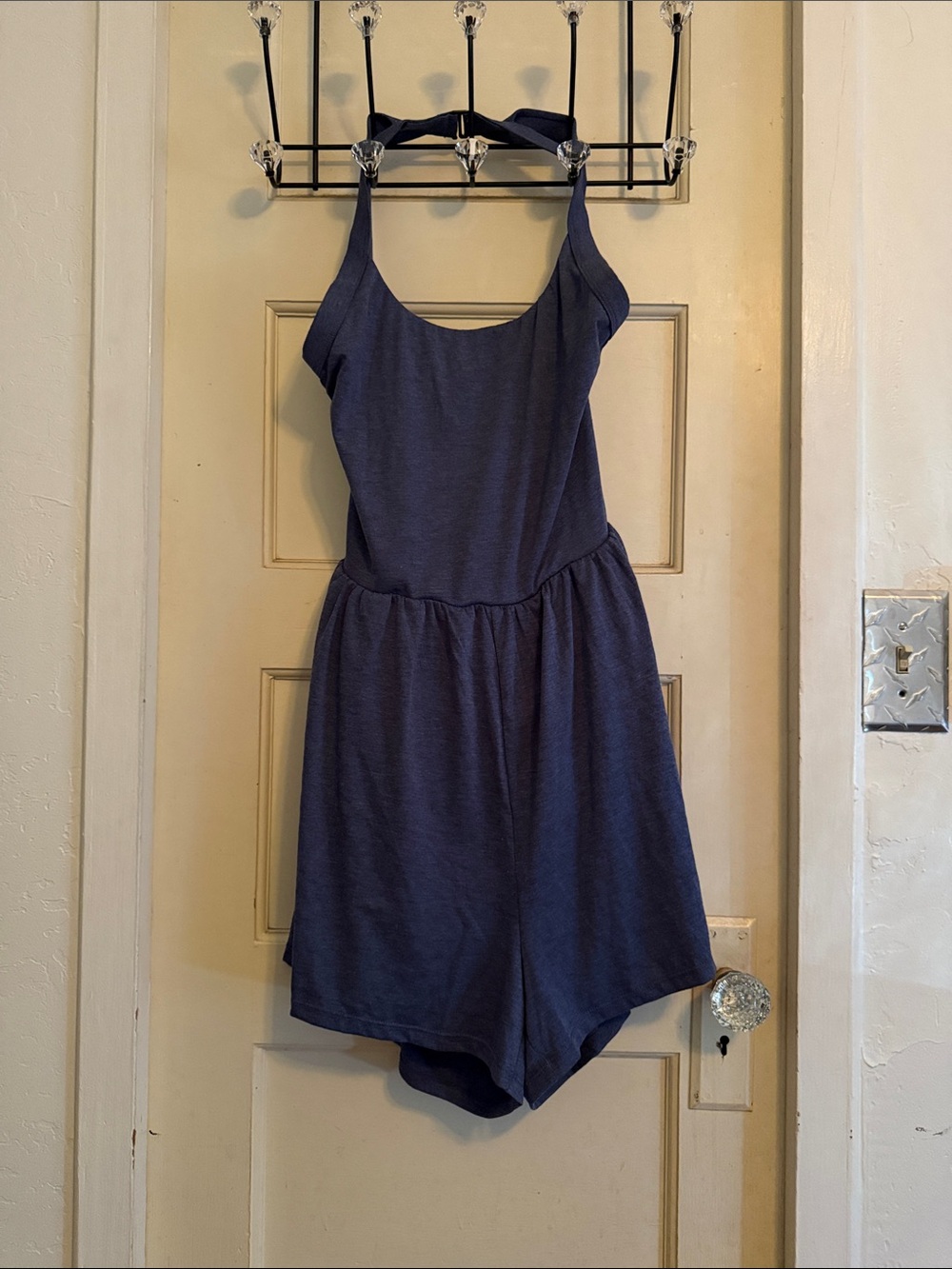 HALARA Navy Blue Sleeveless Romper with Cross Straps